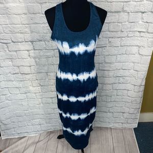 Women’s tie dye tank top maxi dress blue & white sz L women